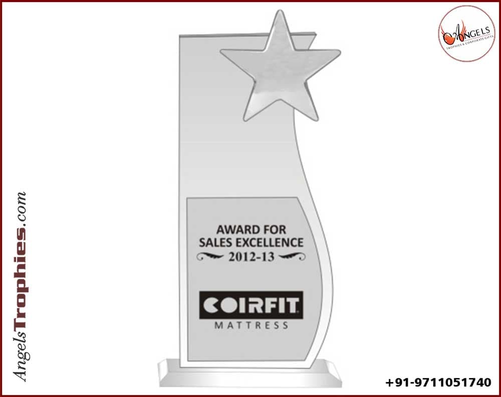 Acrylic Trophy award with star trophy with base