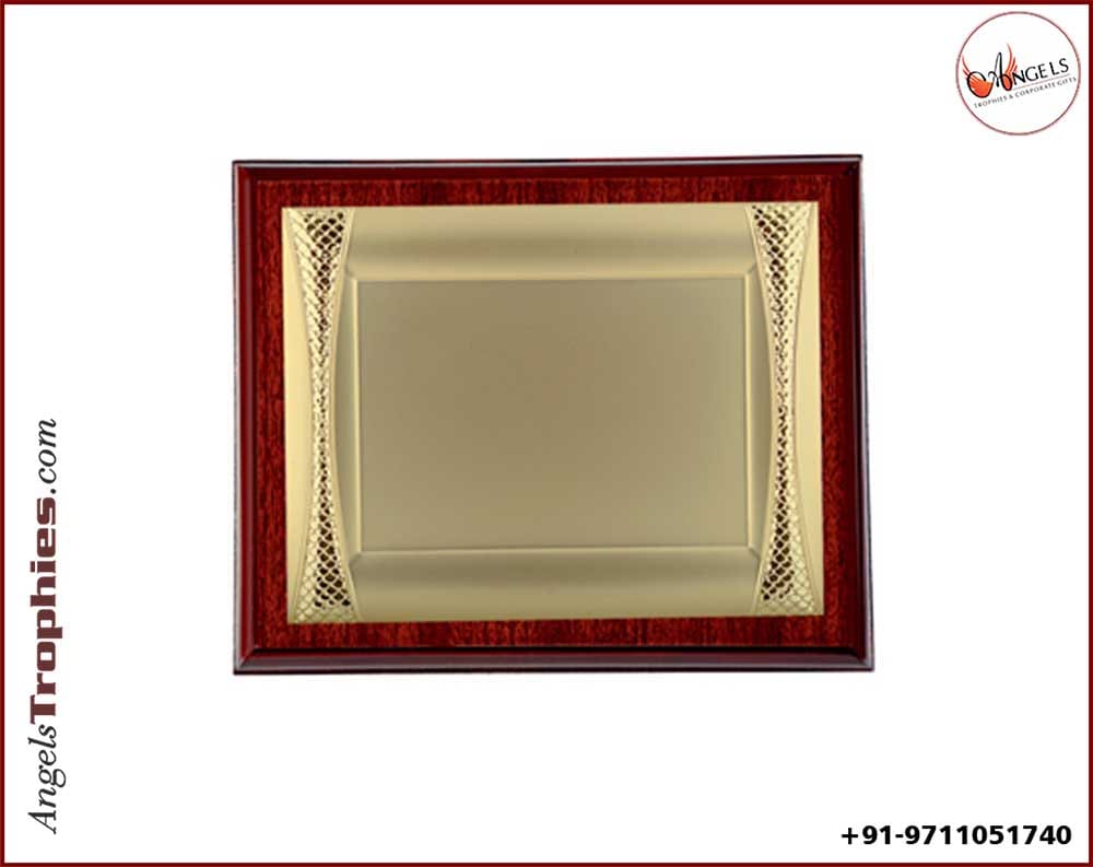 wooden award plaque with golden designing frame