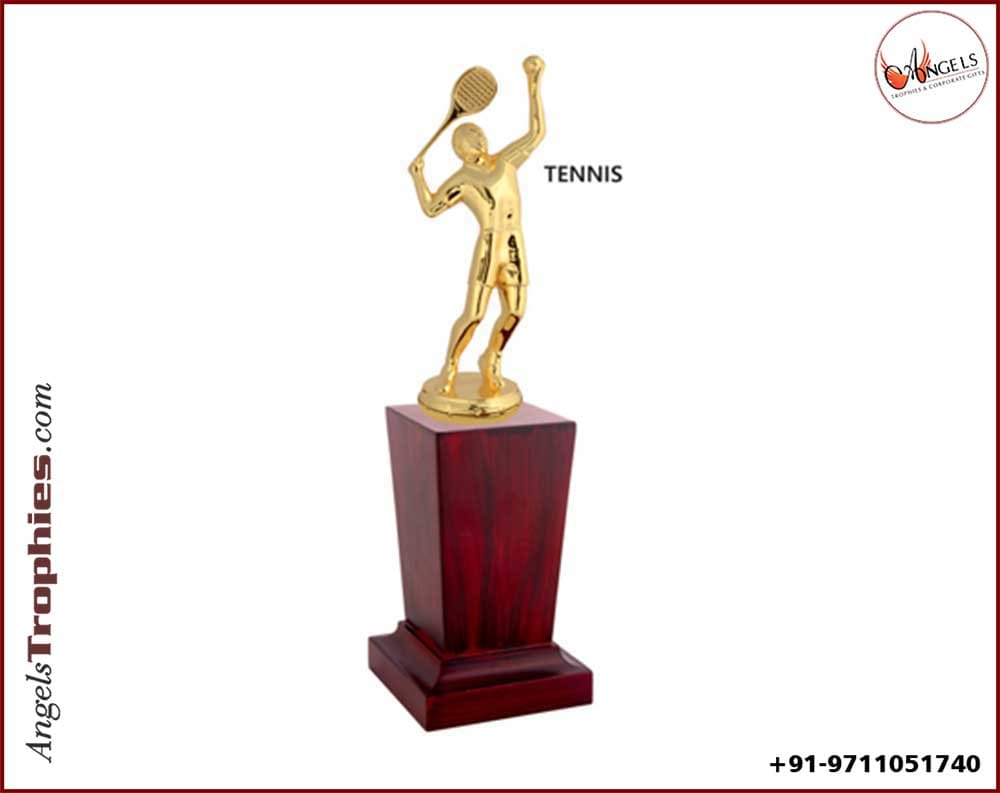 sports trophy award with table tennis with metal golden