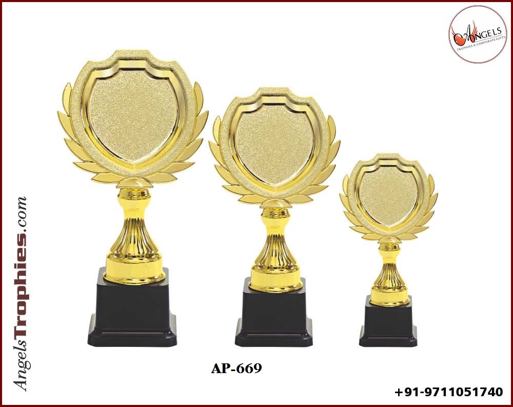 Plastic Fibre golden trophy with black base