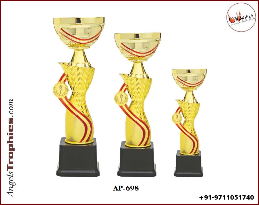 plastic fibre golden cup trophy big with base