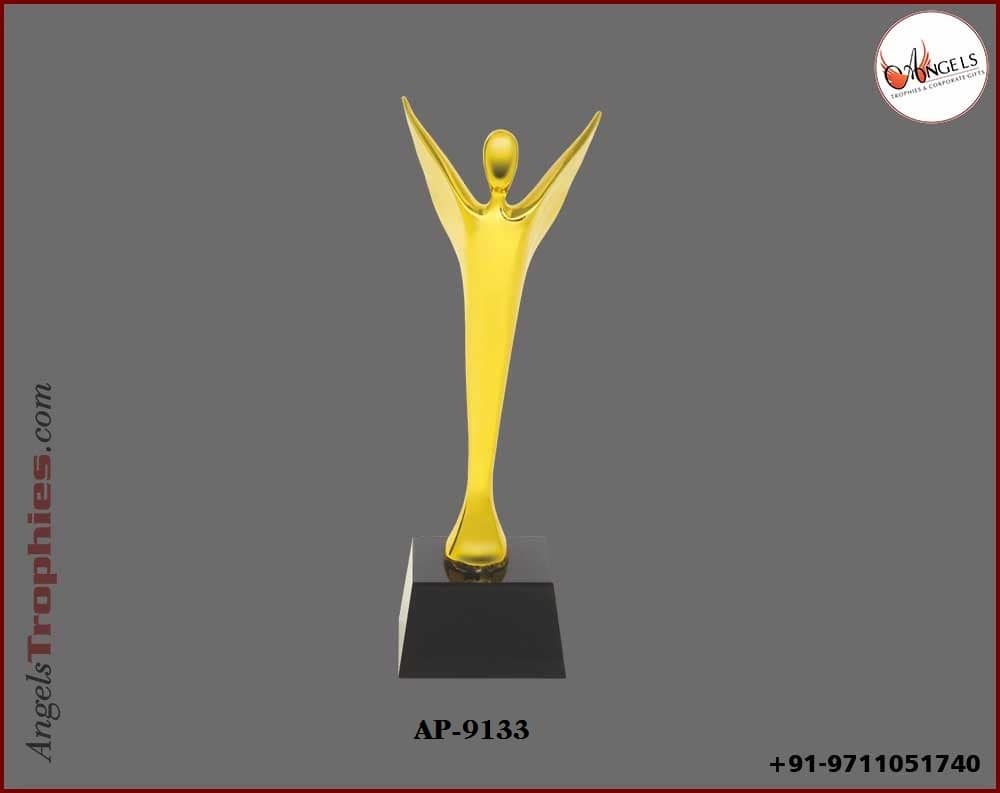 Metal farry with angel golden lady trophy with black base