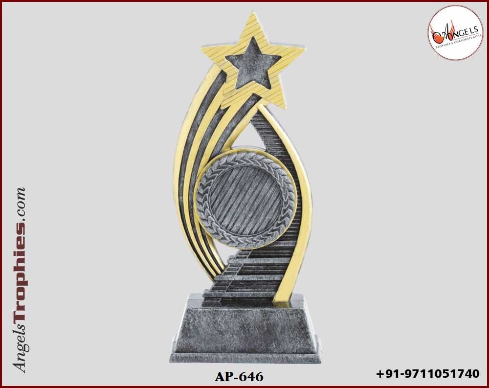 fibre trophy with raisin trophy with star with base