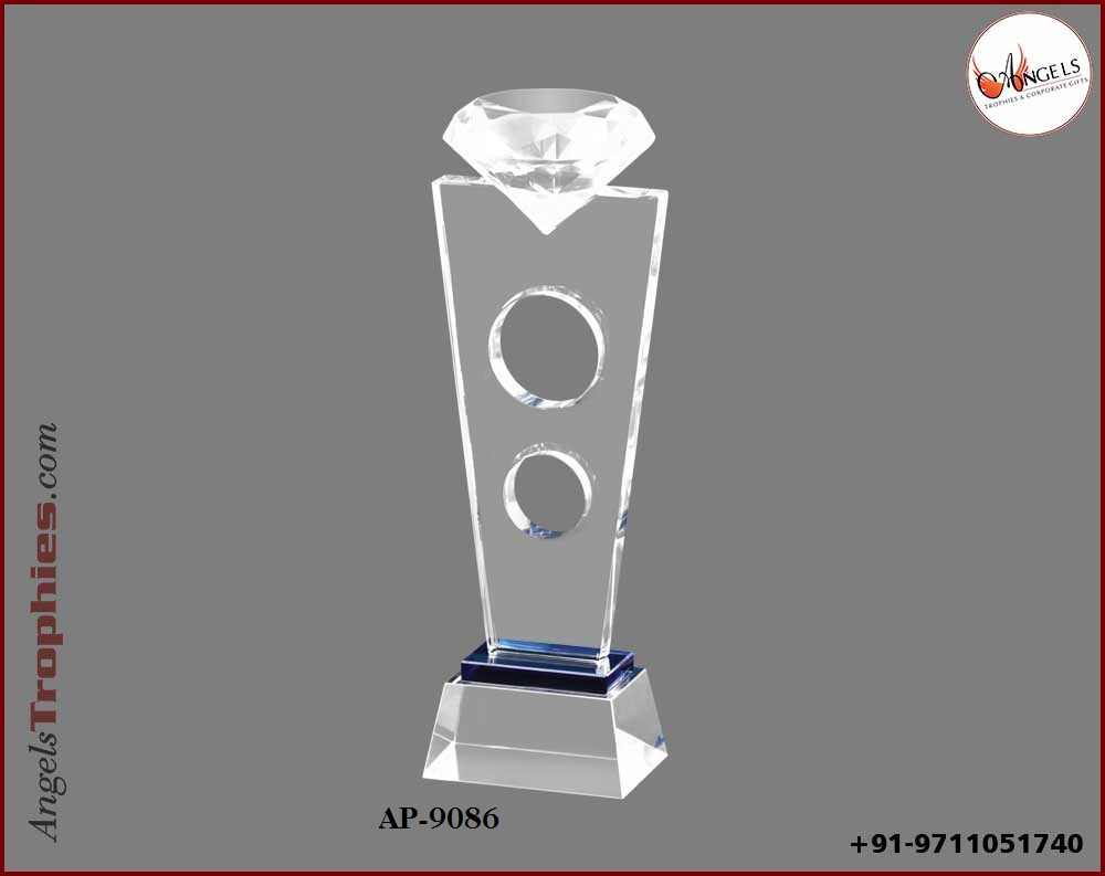 crystal award trophy with crystal base
