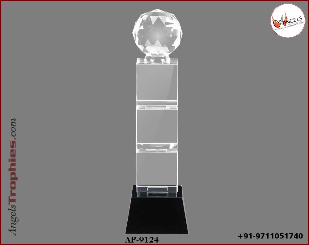 crystal award trophy with crystal diamond with base
