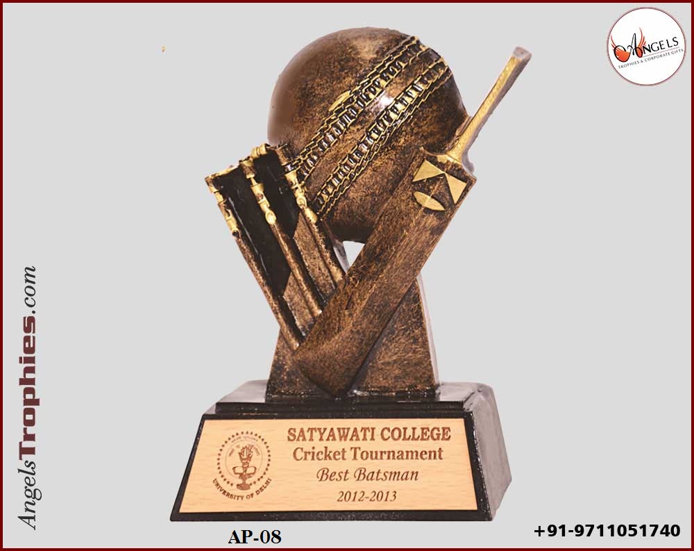 raisin cricket trophy award with base