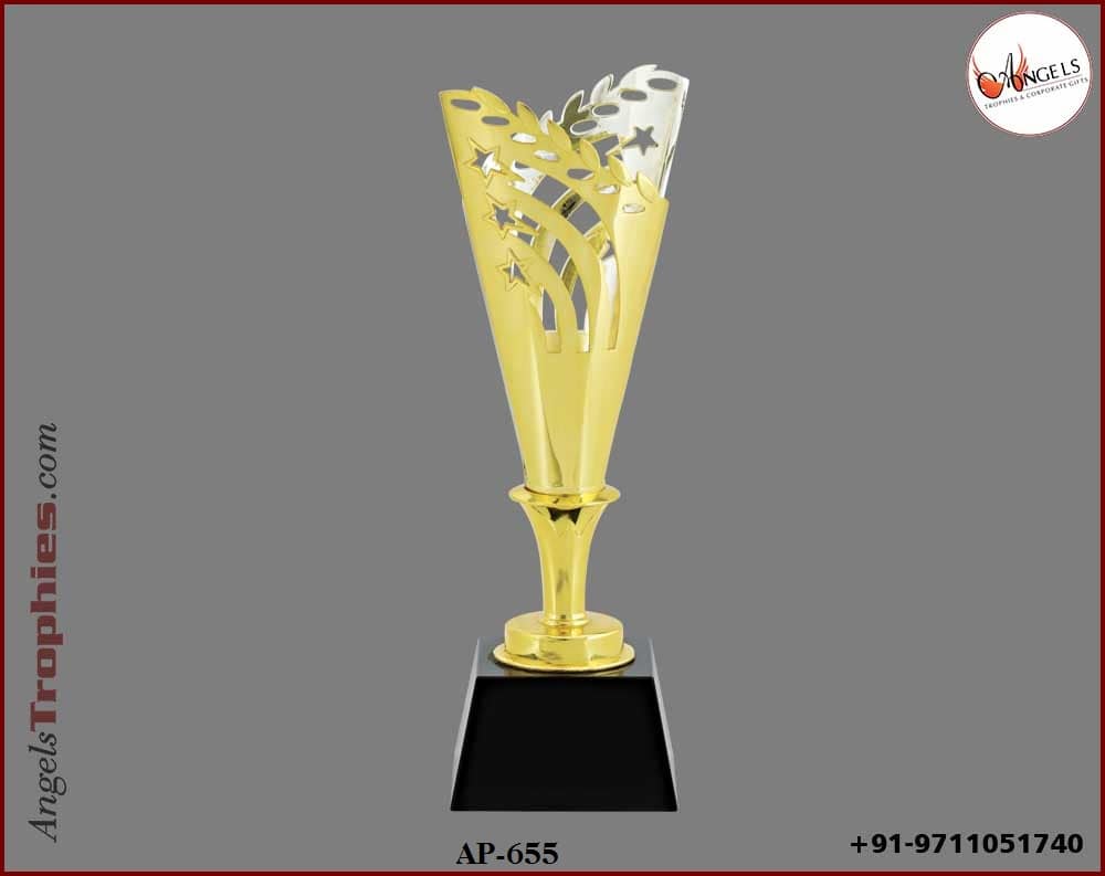 metal golden silver cup with base