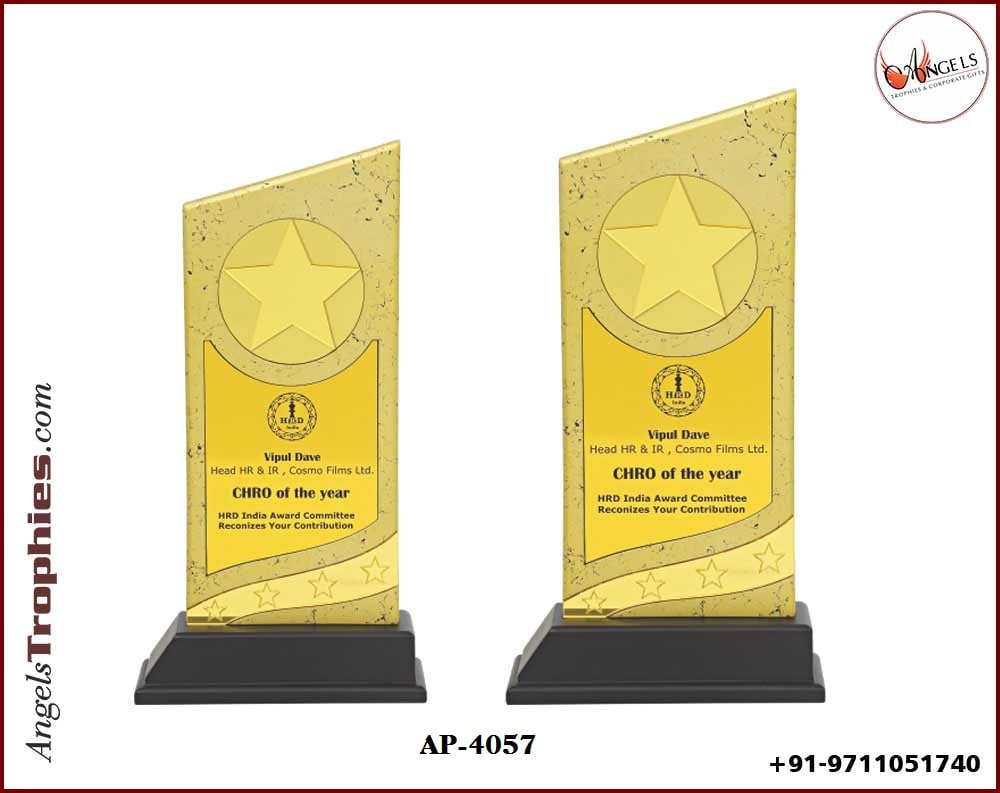 wooden award trophy golden wooden trophy with metal golden star with black base