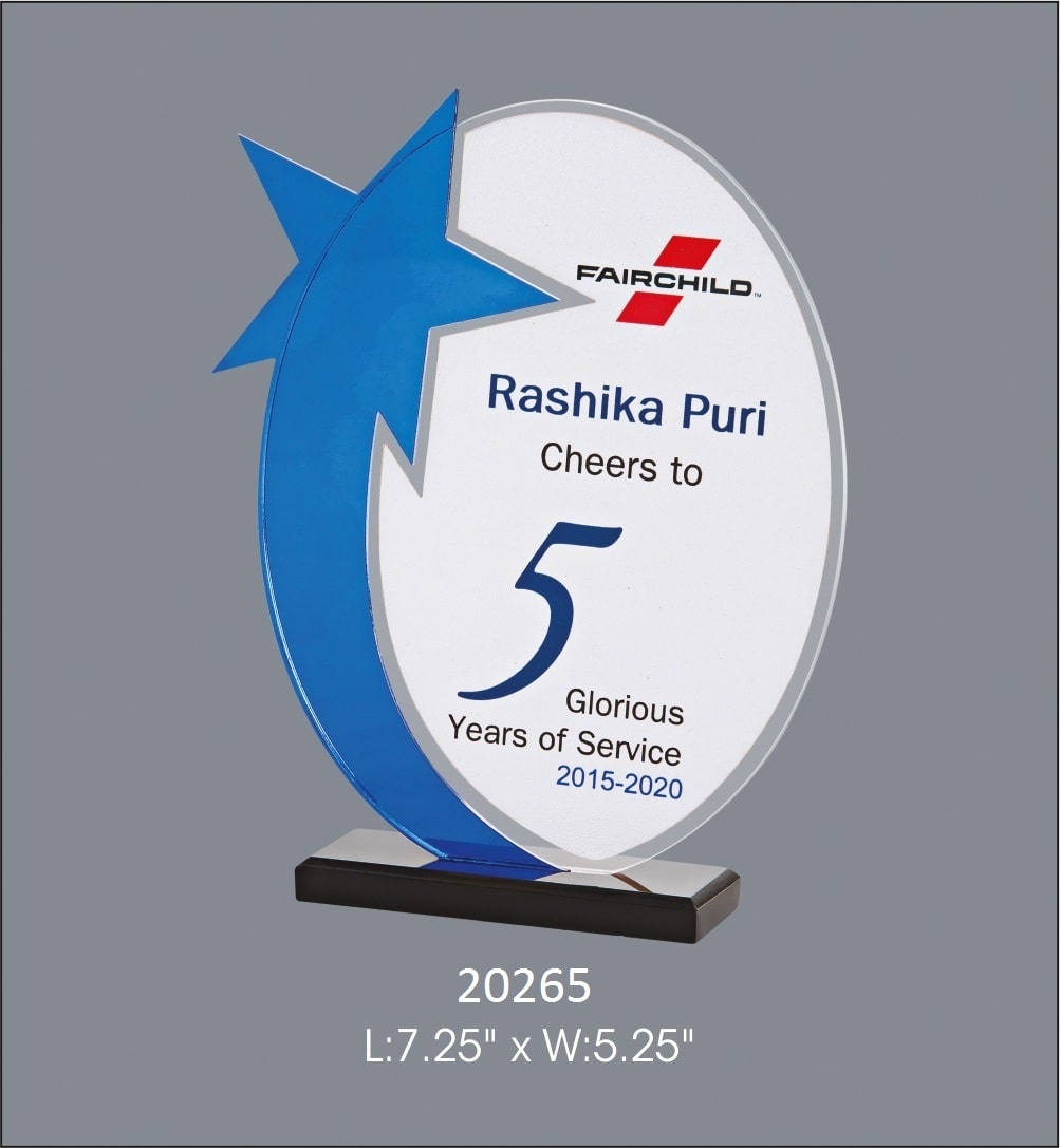 acrylic blue star award with base