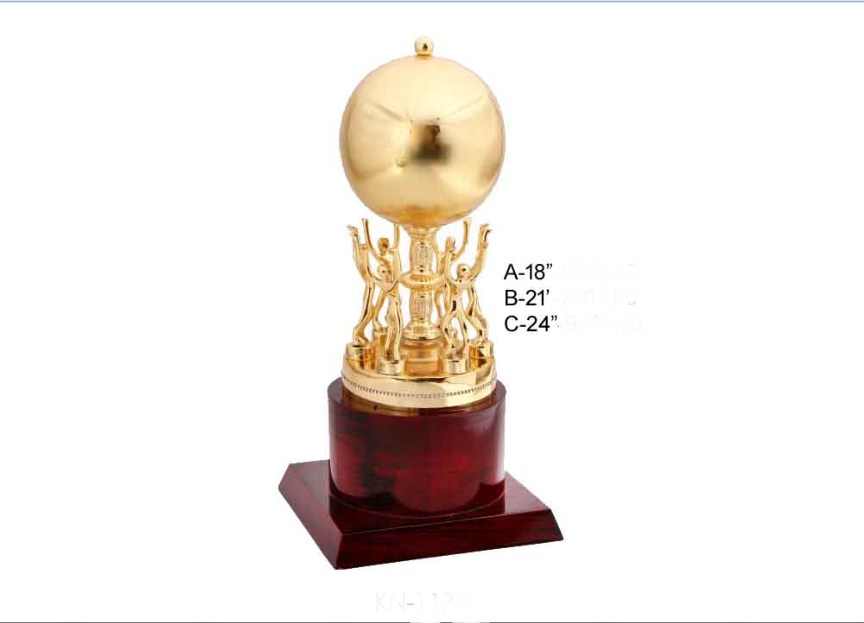 Metal Golden Group Man Handle Globe with wooden base