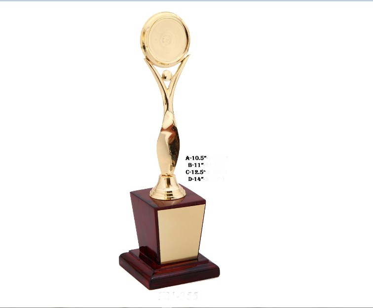 Metal Trophy with Standing Gold Lady