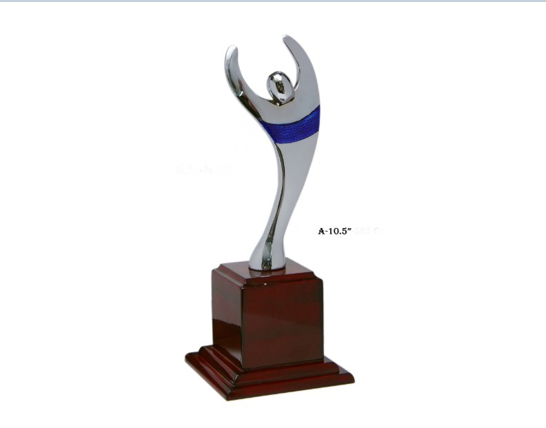 Metal Silver Lady shape with wooden base