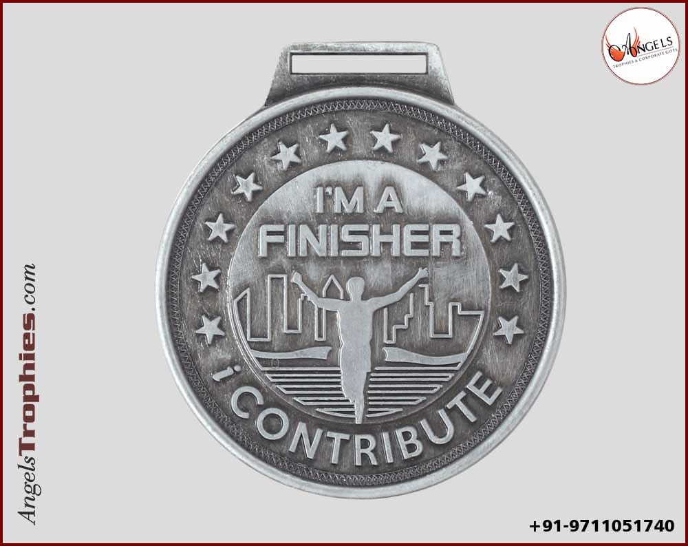 Finisher Medals with round embossed with etching