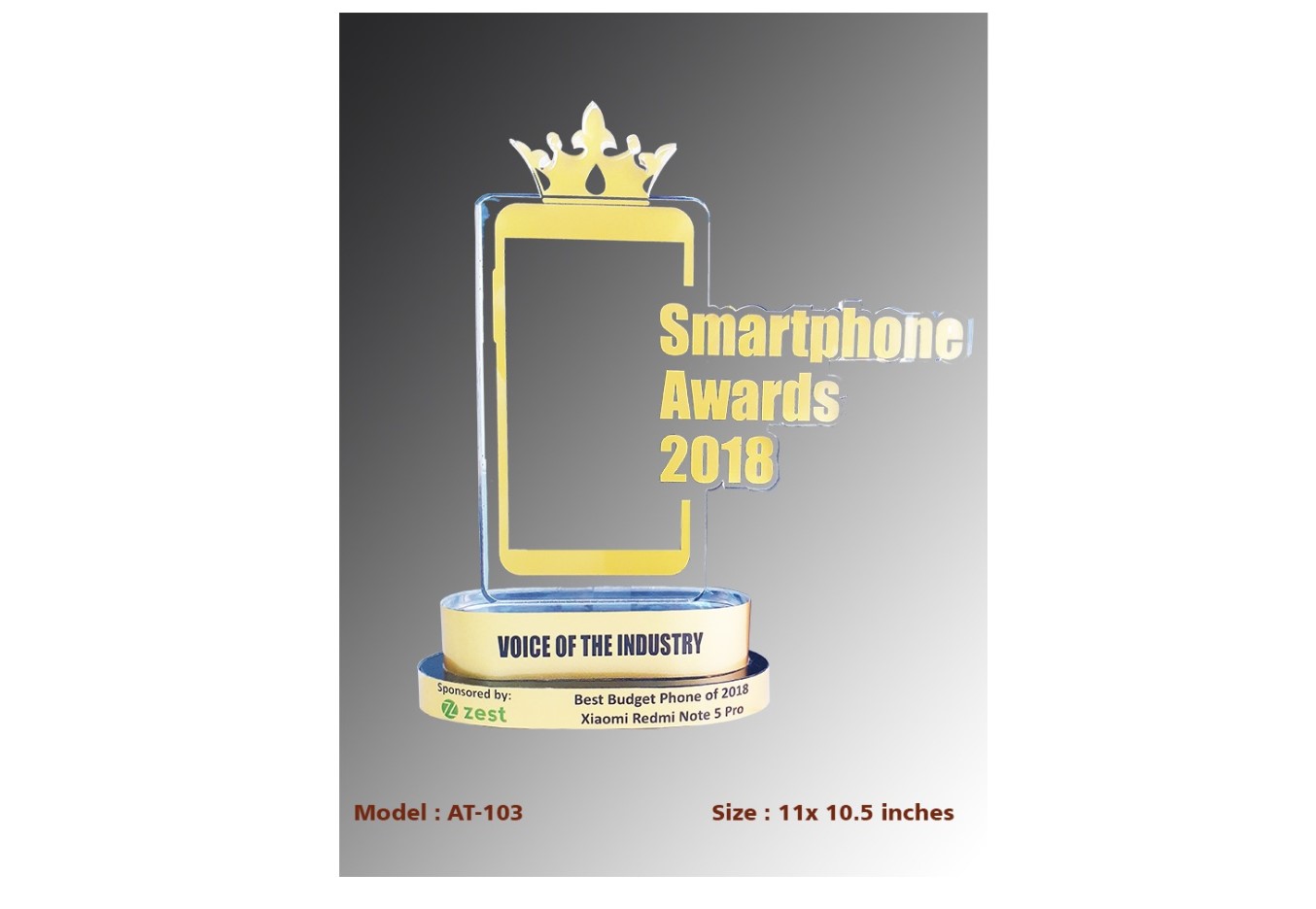 award in a shape of smart phone with customized printing