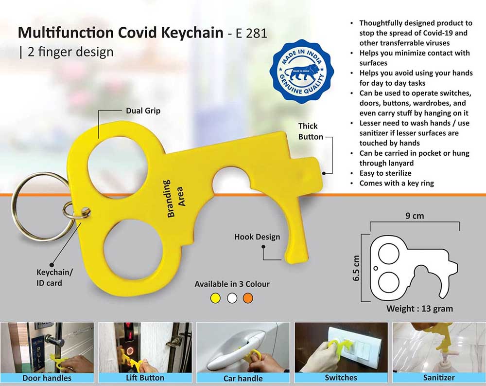 Covid keychain protects hand from touching