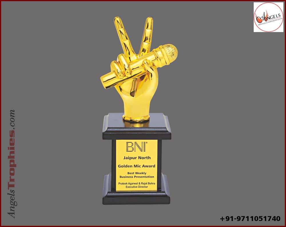 mike shape metal trophy